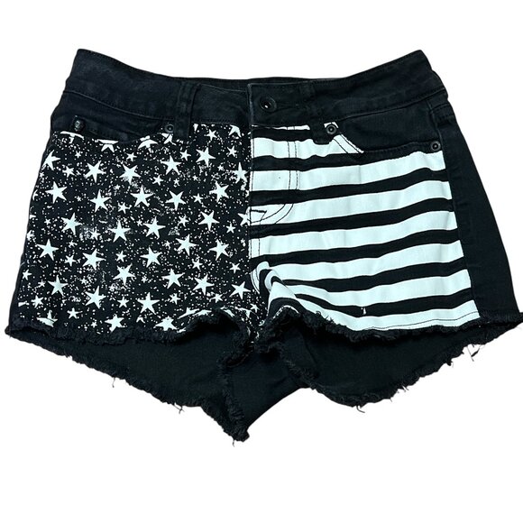 Black heart high rise jean shorts size 1 - Picture 1 of 1